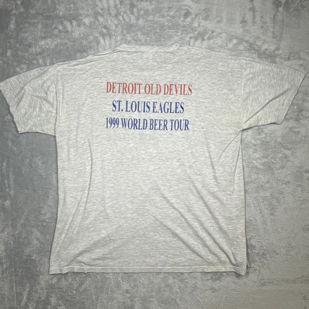 Vtg Russell Athletic Shirt Men XXL‎ Gray Hockey Beer Tour Thin Distressed READ